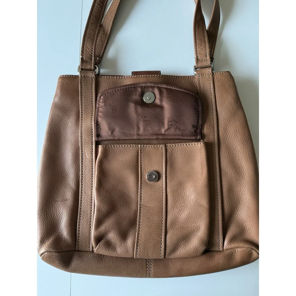 VTG Fossil 1954 #75082 Brown Pebbled Leather Messenger Purse Handbag‎